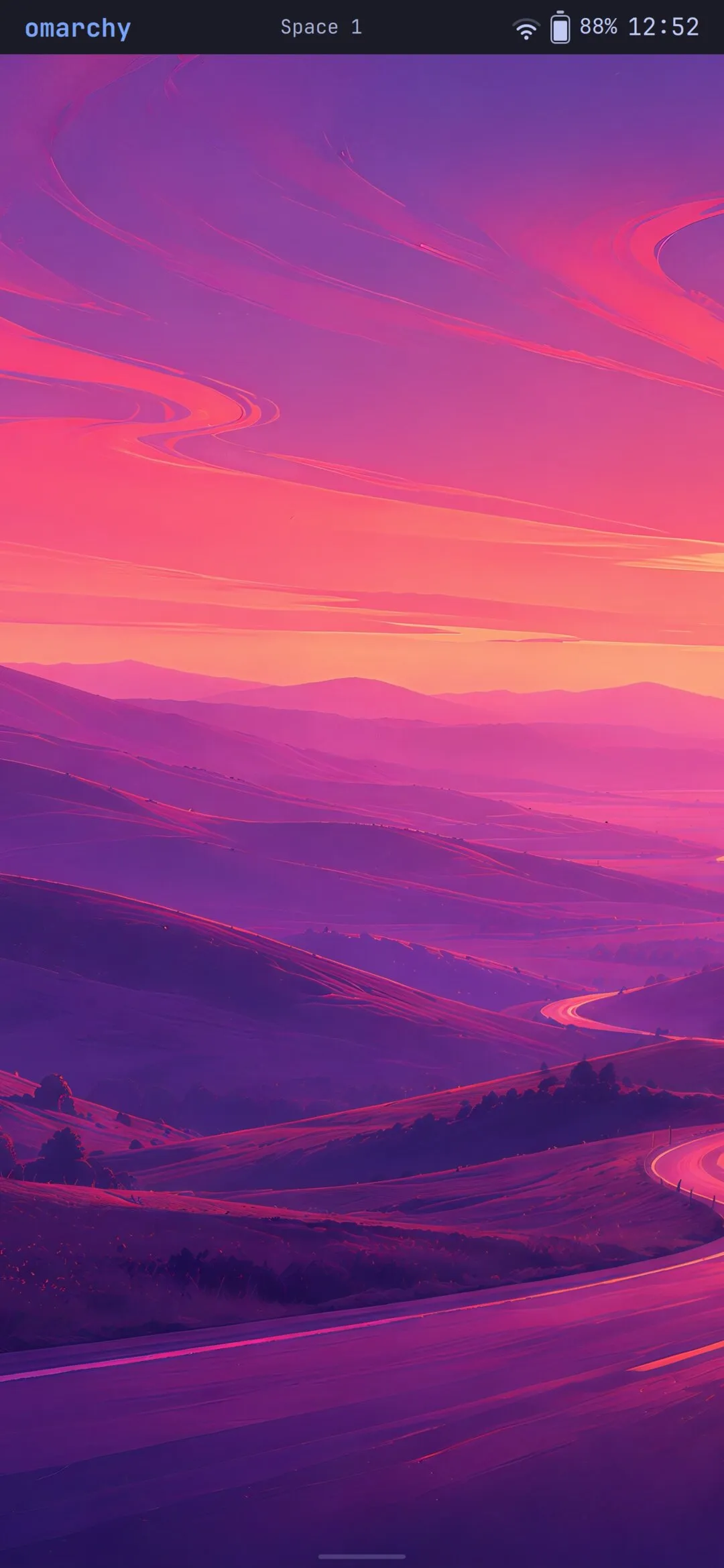 Omarchy theme wallpaper and status bar