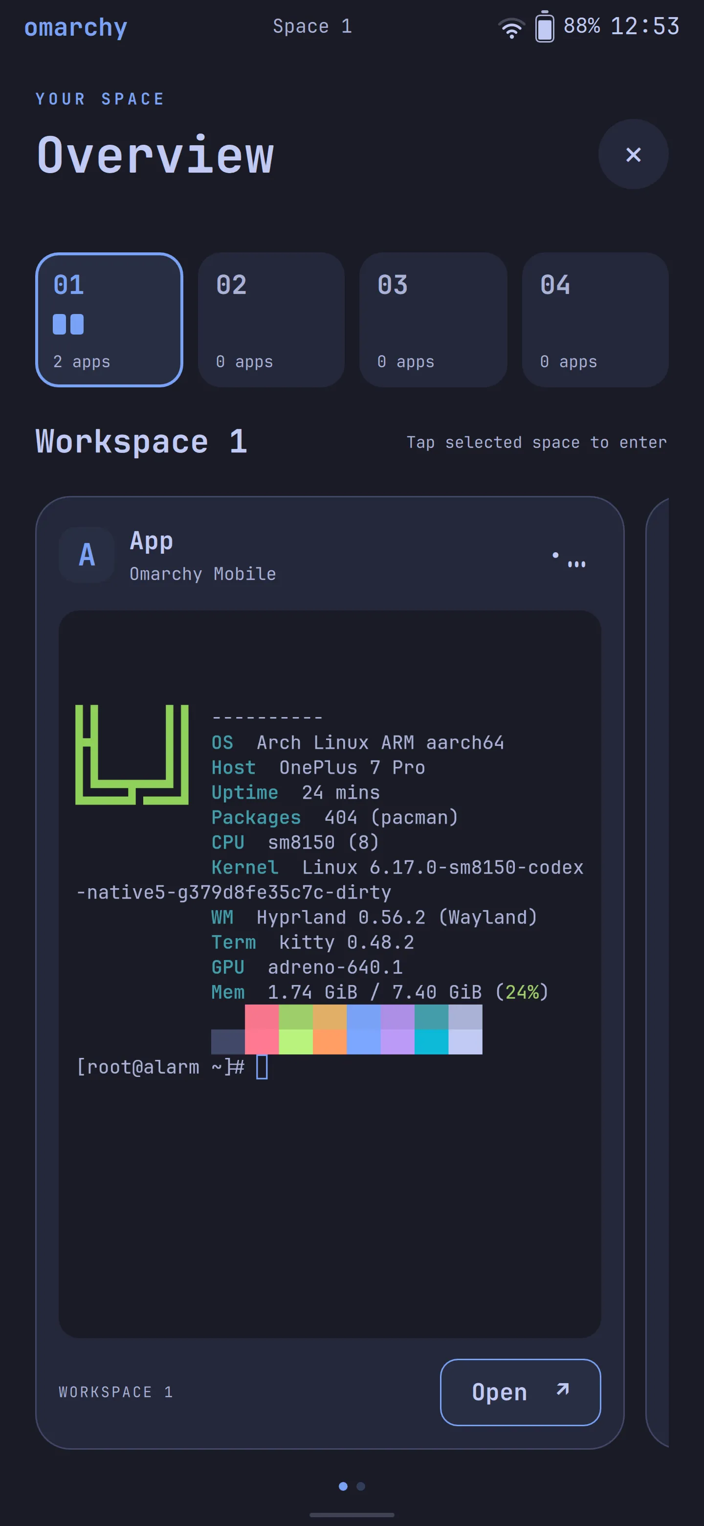Workspace overview with live window previews