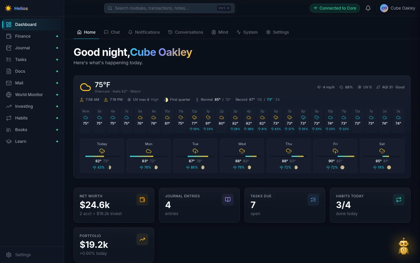Dashboard home